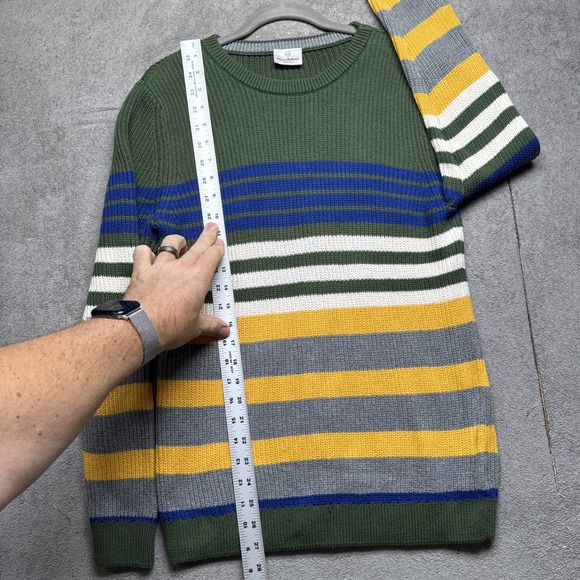Hanna Andersson Kids Striped Cotton Sweater Multicolor Green Blue Yellow Size 16 - Picture 4 of 9
